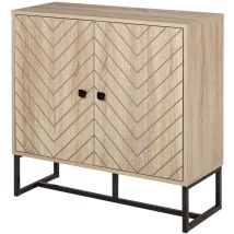 Aufbewahrungsregal Mit 2 Ebenen Und Stahlgriffen, Obere Platte 80×80×29,5 Cm Eiche