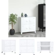 The Living Store Aufbewahrungstruhe Industrial Weiß 75x40x80 cm Stahl - Aufbewahrungstruhen - Weiß