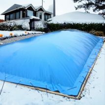 Happy Pool - Aufblasbare Poolabdeckung Rechteck 500x300 cm Blau Überwinterung Luft Kissen