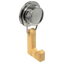 5Five Simply Smart Saugnapfhaken aus Metall und Bambus – feuchtigkeitsbeständig – elegantes Design für Bad und Küche