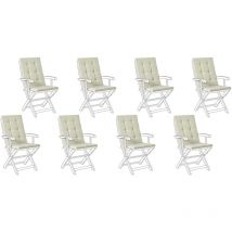 Auflagen 8er Set Hellgrün Stoff 55x42x5 cm mit Befestigungsbändern Knopfheftung Moderne Sitzauflage für Niederlehner Gartenstuhl