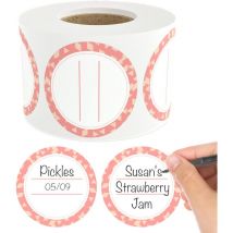 Auflösbare Konservenetiketten für Gläser – 5,1 cm, Koralle, 500 auflösbare Einmachglasetiketten – auflösbare Lebensmitteletiketten für Behälter –