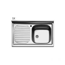 Aufsatzspüle aus Edelstahl mit 1 80-cm-Becken und linker Abtropffläche