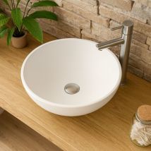 Aufsatzwaschbecken - Rund - 50 cm - Weißer Verbundwerkstoff - boléa