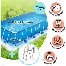 Polygroup Summer Waves Frame Pool Komplettset blau rechteckig 488 x 244 x 107 cm (3000157)