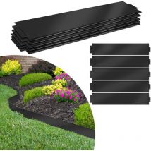 Aufun - Bordure de Jardin Exterieur, 5m Gazon Bordures en Acier Galvanisé pour Jardin Plantes Potager, 15 cm hauteur, Noir - Noir