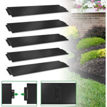 Bordure de Jardin Gazon en Acier Galvanisé 25pcs pour Jardin Plantes Potager 25m x 18 cm Noir - Aufun