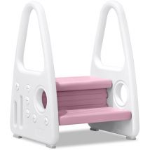 2 Gradini Sgabello per bambini, Scaletta Alzabimbo Antiscivolo, perfetta per Addestramento, l bagno o la formazione del bagno, Rosa - Aufun