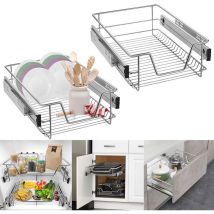 2 x tiroirs de Cuisine, Extension Armoire de Cuisine, armoires de Chambre, Panier Coulissant élastique, étagère de Cuisine Domestique, 40cm - Aufun