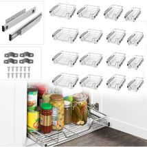 4 x tiroirs de Cuisine, Extension Armoire de Cuisine, armoires de Chambre, Panier Coulissant élastique, étagère de Cuisine Domestique, 50cm - Aufun