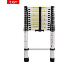Aufun - 3,8m Alu-teleskopleiter Teleskopleiter mit Schiebeverriegelung Schiebeleiter Rutschfester Mehrzweckleiter max 150 kg