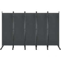 AUFUN 280x180cm Paravent Paroi amovible Paroi de séparation ajustable Séparation de pièce pour bureaux, balcon -Anthracite 5 Pièces