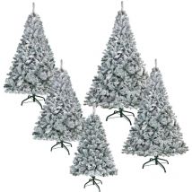 Albero di Natale artificiale con supporto per albero di Natale, per casa, ufficio, negozi e hotel, Bianco naturale con fiocchi di neve, 150 cm - Aufun