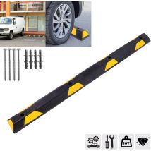 Arrêt de stationnement 1 pièce, protection contre les collisions, arrêt de roue, 183 cm, avec bandes réfléchissantes jaunes, application latérale ou