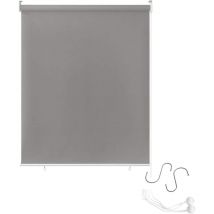 Außenrollo Balkon Sichtschutz Sonnenschutz Senkrechtmarkise Balkon Outdoor Rollo Beschattung uv Schutz (100 x 140cm, Grau) - Aufun