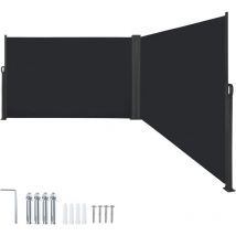 Aufun - Paroi latérale extensible pour balcon, protection solaire, brise-vue, brise-vent, opaque, avec support mural pour jardin (anthracite, 180 x