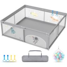 AUFUN Baby Laufgitter Laufstall Absperrgitter 200x180cm Aktivitätszentrum mit Rutschfester Basis, atmungsaktivem Netz Sicherheitsspielplatz