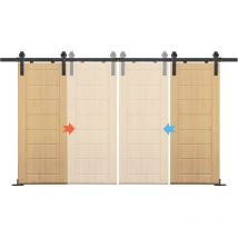 366 cm Binario per Porta Scorrevole, Set di Porta Scorrevole Esterno Muro, Binari di Scorrimento, Portata Massima 130 kg - Nero - Aufun