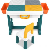 Aufun - 5 in 1 Kindertisch Aktivitätstisch Höhenverstellbarer mit Stühle Set Spieltisch, mit Stauraum, 1 Stühle, Geschenk für Jungen und Mädchen