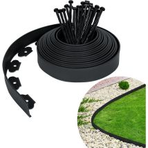 Bordure de pelouse Flexible en Plastique 10mx5cm avec 30 ancrages au Sol pour l'ancrage, système de barrière Anti-Racines de Bordure de lit (10 m,