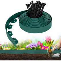 Bordure de pelouse Flexible en Plastique 10mx5cm avec 30 ancrages au Sol pour l'ancrage - Aufun