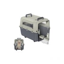 Box per trasporto cani con porte in metallo e 4 ruote, borsa per il trasporto in aereo, maniglie robuste e chiusura di sicurezza, 80x57x70cm - Aufun