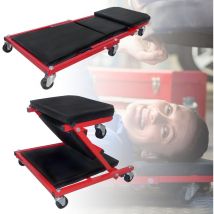 Aufun - 2 en 1 Chariot de Visite Mécanicien Chariot d'Atelier avec Support et Rouleau à 360 °, Max. 150 kg, 92 x 44 x 12 cm