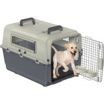 AUFUN Caisse de transport pour chien ou chat avec portes métalliques, sac de transport pour le transport aérien, caisse de transport pour chien,