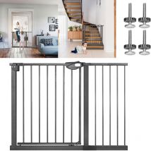 Aufun - Cancelletto di protezione per scale, apertura a 2, vie senza foratura, per bambini Cani Scale, Nero, larghezza 105-115 cm
