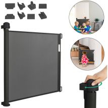 Cancelletto di protezione per scale, griglia di protezione per porte estraibile scale, con sistema di sicurezza per bambini, 0-150 cm, Nero - Aufun