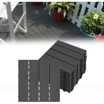 Aufun - Carreaux de terrasse en wpc, revêtement de sol pour balcon, carreaux de balcon en Plastique à effet bois, carreaux clipsables, 30 x 30 cm