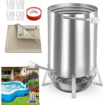 AUFUN Chauffe-Piscine En Acier Inoxydable De 12 L Avec Baril De Feu Et Chauffage De Piscine à Bois Avec Raccords De 36 à 38 Mm Et Tapis Ignifuge,