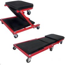 Aufun - Cuna 2 en 1 para Tren de Rodaje, Carro de Montaje, Convertible en Asiento o Taburete de Trabajo con 6 Ruedas, Capacidad de Carga Hasta 150 kg