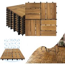 Dalles Terrasse en bois d'acacia 30 x 30 cm - Aufun