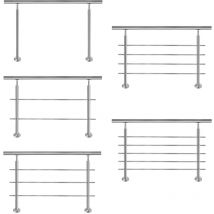 Aufun - Treppengeländer Edelstahl Handlauf für Treppen, innen und außen, Balkon, Geländer, silber, Länge: 180cm, mit 5 Stäben