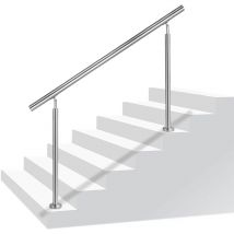 Aufun - 100cm Edelstahl Handlauf Treppengeländer Innen und Außen mit 2 Pfosten für Treppen, Brüstung, Balkon (100cm, 0 Querstreben)
