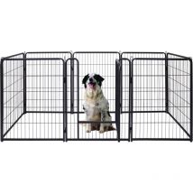 8-Tlg Enclos Pliable pour Chiots Parc pour Animaux de 80cm de Haut, Verrouillage Automatique, Chiots Parc avec Porte - Noir - Aufun