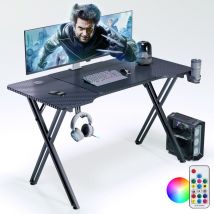 Aufun - Escritorio para juegos de 120 x 60 cm, escritorio de pie con forma de ala, mesa para juegos, escritorio grande para computadora, mesa de
