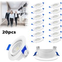 Faretti led ad incasso orientabili Luci da Incasso set da 20, Lampada da soffitto, Faretto a led da Incasso, Per cucina, corridoio, 20x5W, bianco