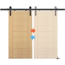Aufun - Juego de Herrajes Para Puerta Corredera de 183 cm, Sistema de Rieles Colgar con Guías, Carga Máxima de 130 kg, para Puertas Correderas de