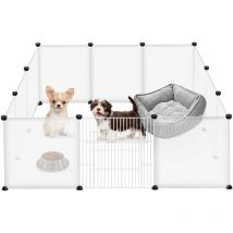 Aufun - Cercados Recinto para Conejos de Malla Que Incluye Puerta, Salida para Animales pequeños, Valla para Animales pequeños Blanco, 145x75x48 cm