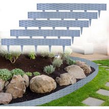 Flexible Bordillos y borduras para jardín 10 m con 10 Elementos de 100 cm Cada uno, Gris - Aufun