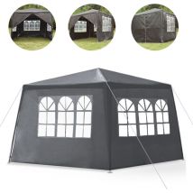 Gazebo da Giardino 3x3 m Pavilion con 4 pareti Laterali Padiglione Tenda in polietilene Birra Porta con Cerniera per Festa di Nozze da Mercato da