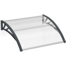 Haustürvordach, Türdach, Fünfeckbogenvordach, Monoslope-Markise, Bogenvordach aus transparentem Polycarbonat, Aluminiumrahmen und PP-Halterung (300 x