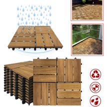 Aufun - Holzfliesen Balkon 30x30cm Akazien-Holz Terrassenfliese Balkonfliesen Klickfliese,Bodenbelag,Drainage,Garten Klick-Fliese,Modell