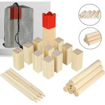 Jeu Viking Viking Kubb Classic Jeux en bois de pin avec sac résistant aux intempéries, jeu d'adresse pour jouets de jardin, enfants & adultes - Aufun