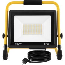 Aufun - led Construction Spotlight avec prise et 3M cable et support de pliage100 w Blanc Chaud