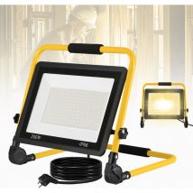 Aufun - led Construction Spotlight avec prise et 3M cable et support de pliage200 w Blanc Chaud