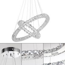 Aufun - led Crystal Lampe à plafond 48W 2 bagues Blanc froid