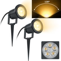 Lot de 2 lampes led 3 w IP65 pour extérieur jardin bassin blanc chaud - Aufun